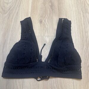 $118 Robin Piccone Clarissa Bikini Top in Midnight Navy Sz Medium EUC